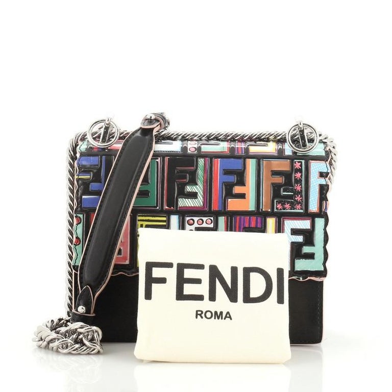 Fendi Kan I Bag Leather with Zucca Embossed Patent Small at 1stDibs