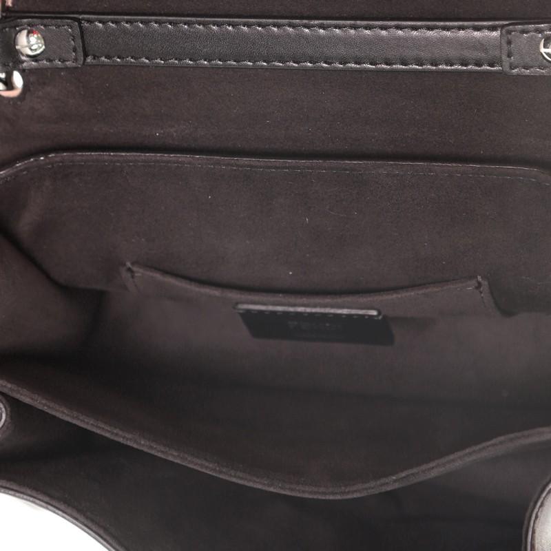 Black Fendi Kan I Bag Leather with Zucca Embossed Patent Small