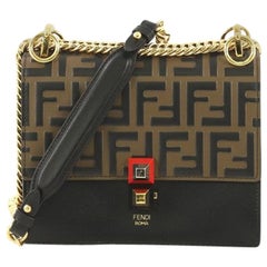 fendi kan i logo bag Fendi Kan I Bag Logo Embossed Leather Small