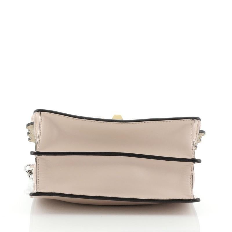 Beige Fendi Kan I Bag Pearl Embellished Leather Small