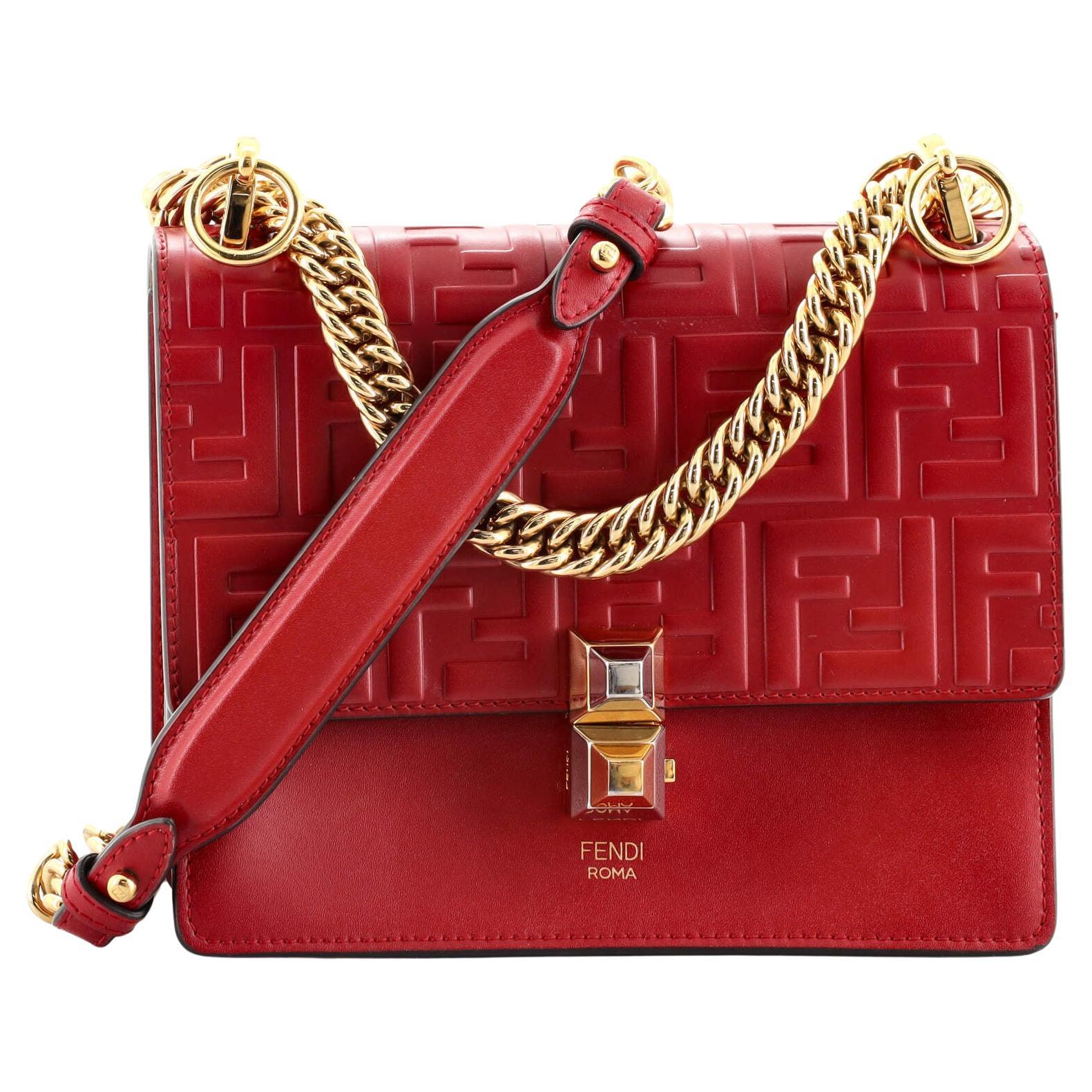 Fendi Kan I Bag Zucca Embossed Leather Small