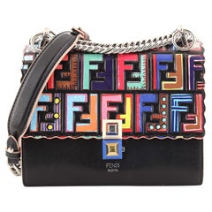 Fendi Kan I Bag Zucca Embossed Patent and Leather Small