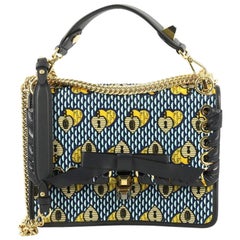 Fendi Kan I Bow Bag Whipstitch Printed Velvet Medium
