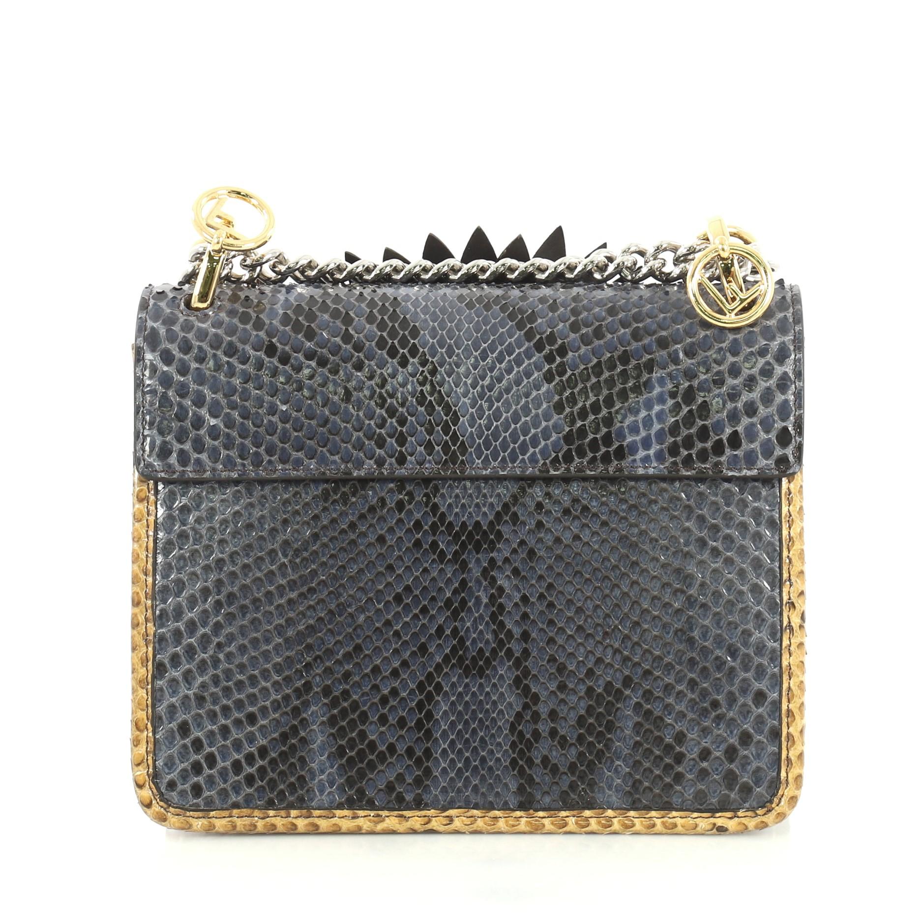 Brown Fendi Kan I F Shoulder Bag Embellished Python Small