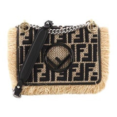 Fendi Kan I F Shoulder Bag Embroidered Raffia Small