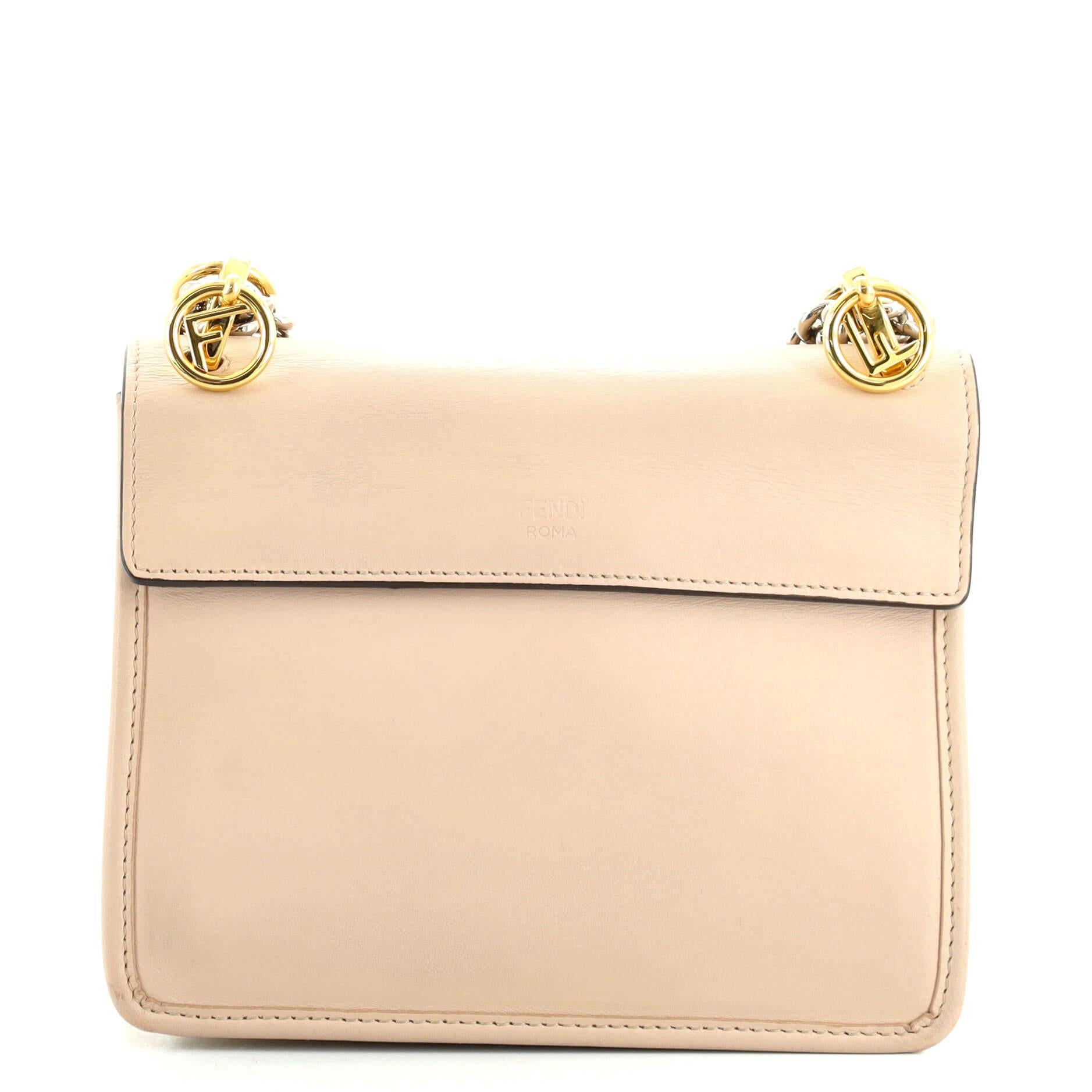 Fendi Kan I F Umhängetasche aus Leder (Beige)