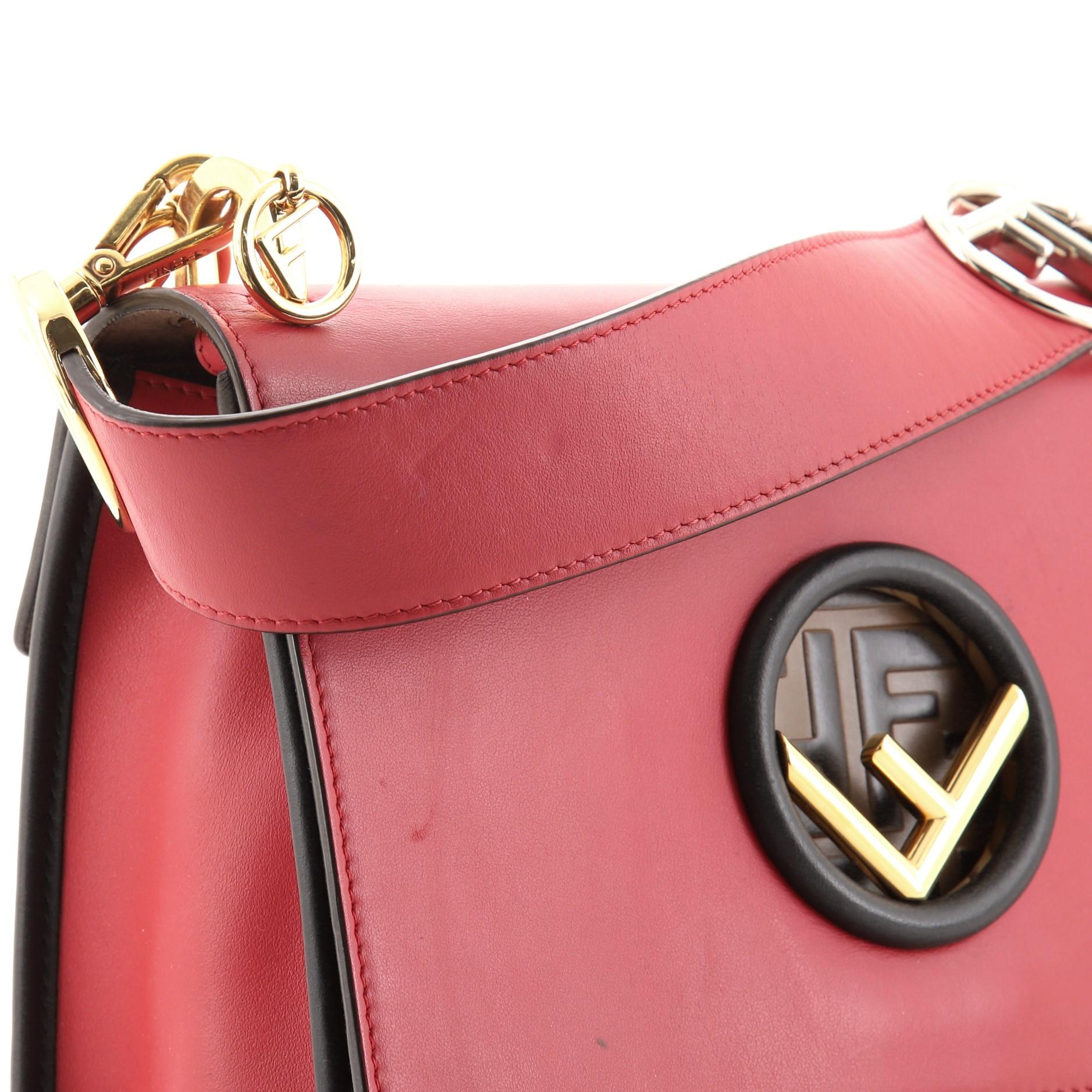 Fendi Kan I F Shoulder Bag Leather with Zucca Embossed Detail Medium 1