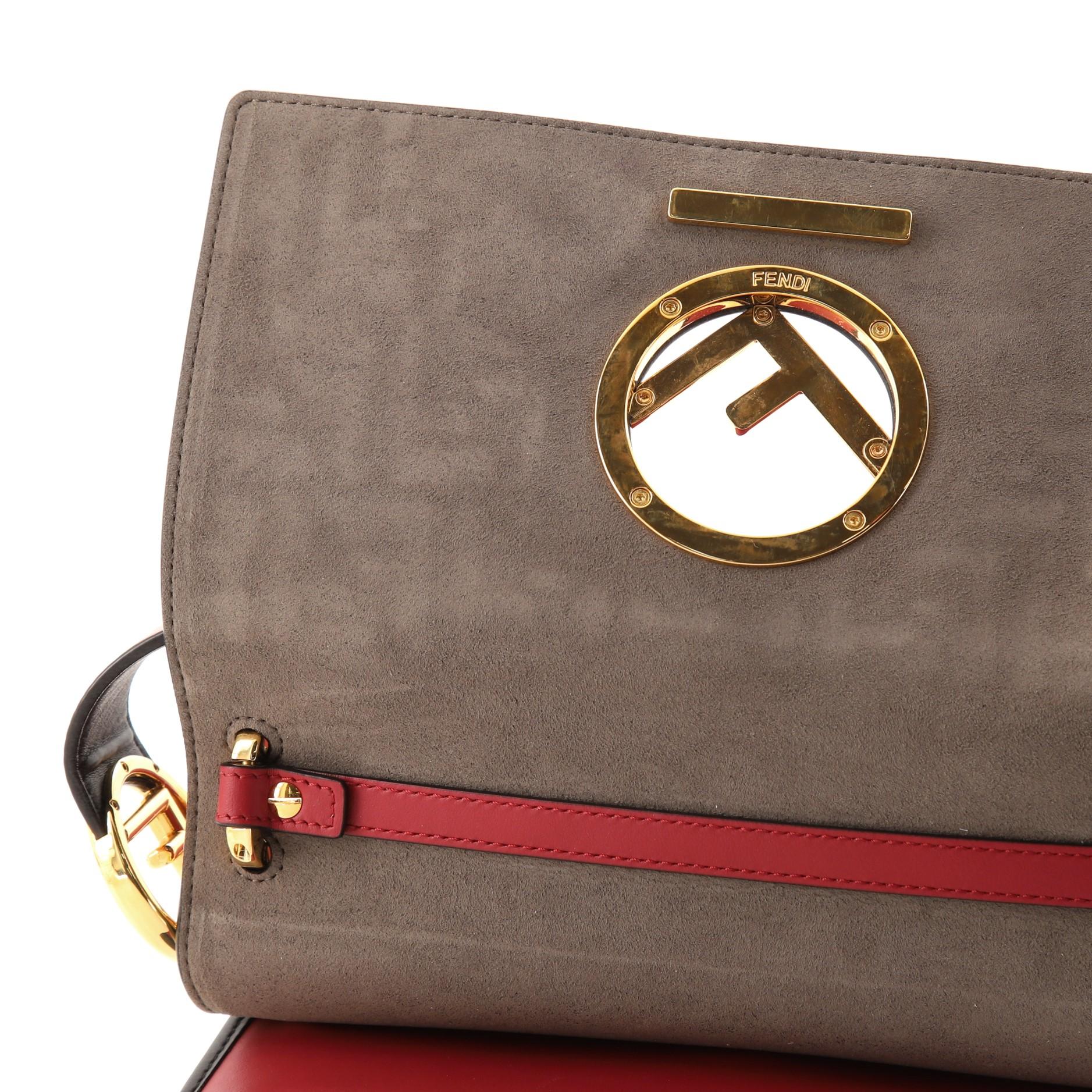 Fendi Kan I F Shoulder Bag Leather with Zucca Embossed Detail Medium 2