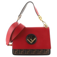 Fendi Kan I F Shoulder Bag Leather with Zucca Embossed Detail Medium