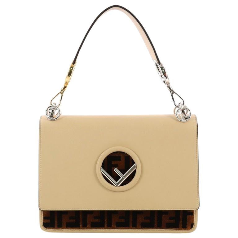 Fendi Kan I F Shoulder Bag Leather with Zucca Velvet Medium