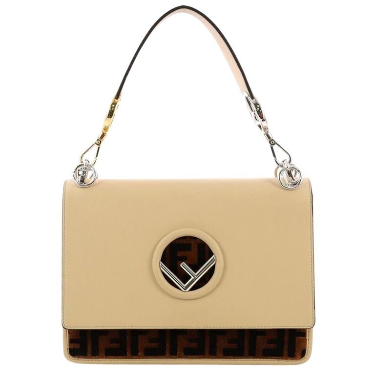 Fendi Kan I F Shoulder Bag Leather with Zucca Velvet Medium
