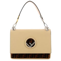 Fendi Kan I F Shoulder Bag Leather with Zucca Velvet Medium