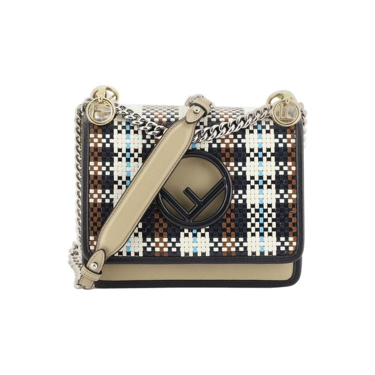 Fendi Kan I F Shoulder Bag Woven Leather Small at 1stDibs