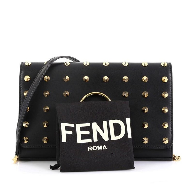 Fendi Kan I F Wallet On Chain Clutch Studded Leather at 1stDibs fendi card holder