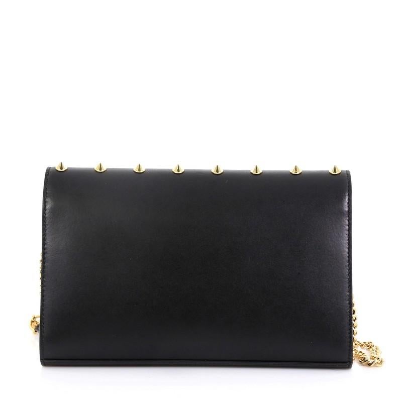Black Fendi Kan I F Wallet On Chain Clutch Studded Leather