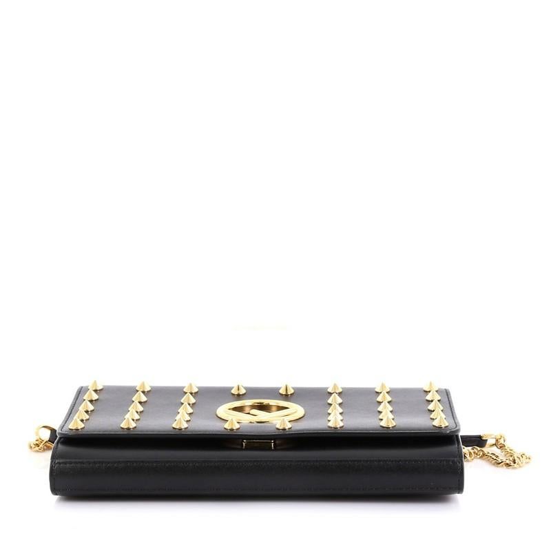 Fendi Kan I F Wallet On Chain Clutch Studded Leather In Good Condition In NY, NY