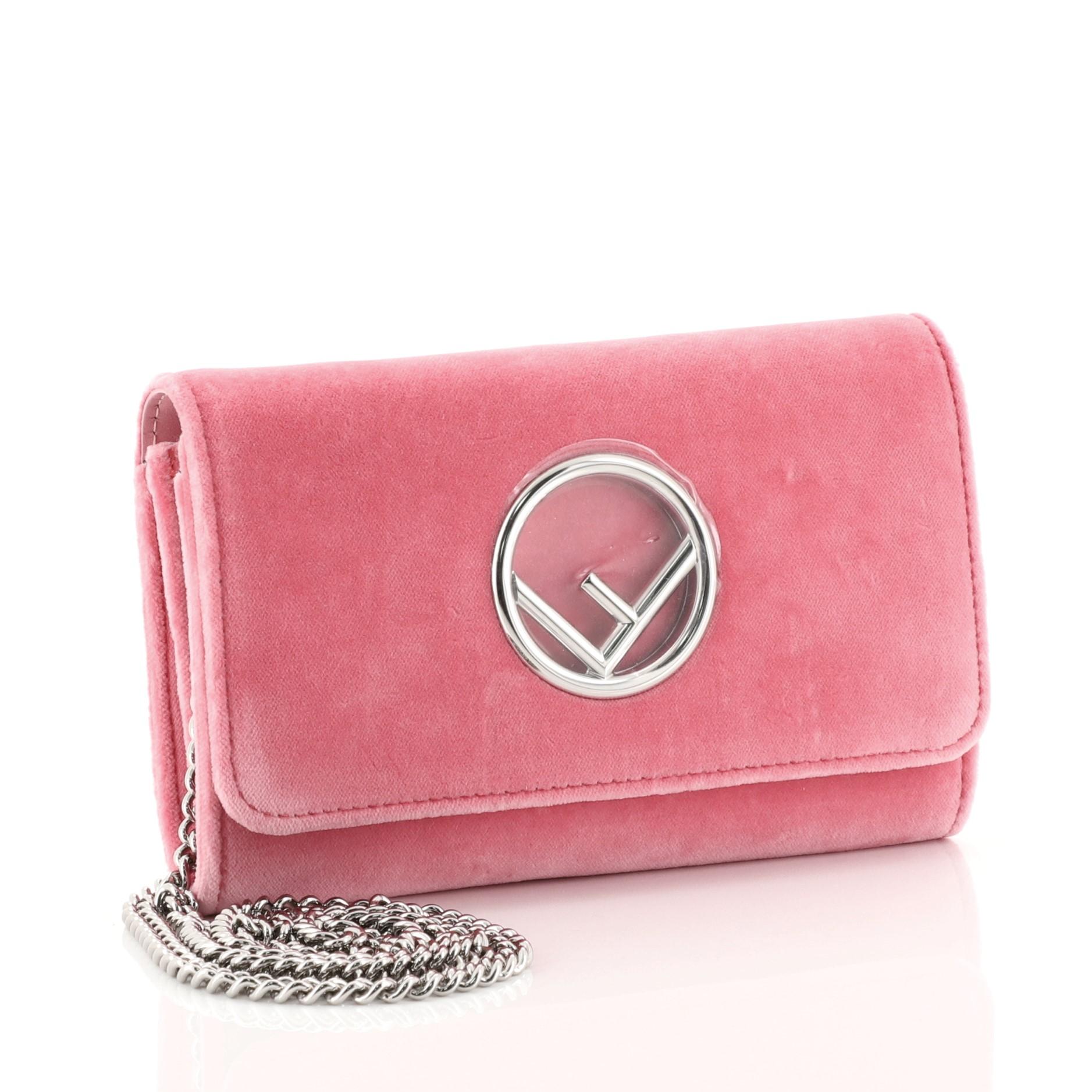 Pink Fendi Kan I F Wallet On Chain Velvet