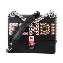 Fendi Kan I Handbag Embellished Applique Leather Small