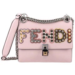 Fendi Kan I Handbag Embellished Applique Leather Small