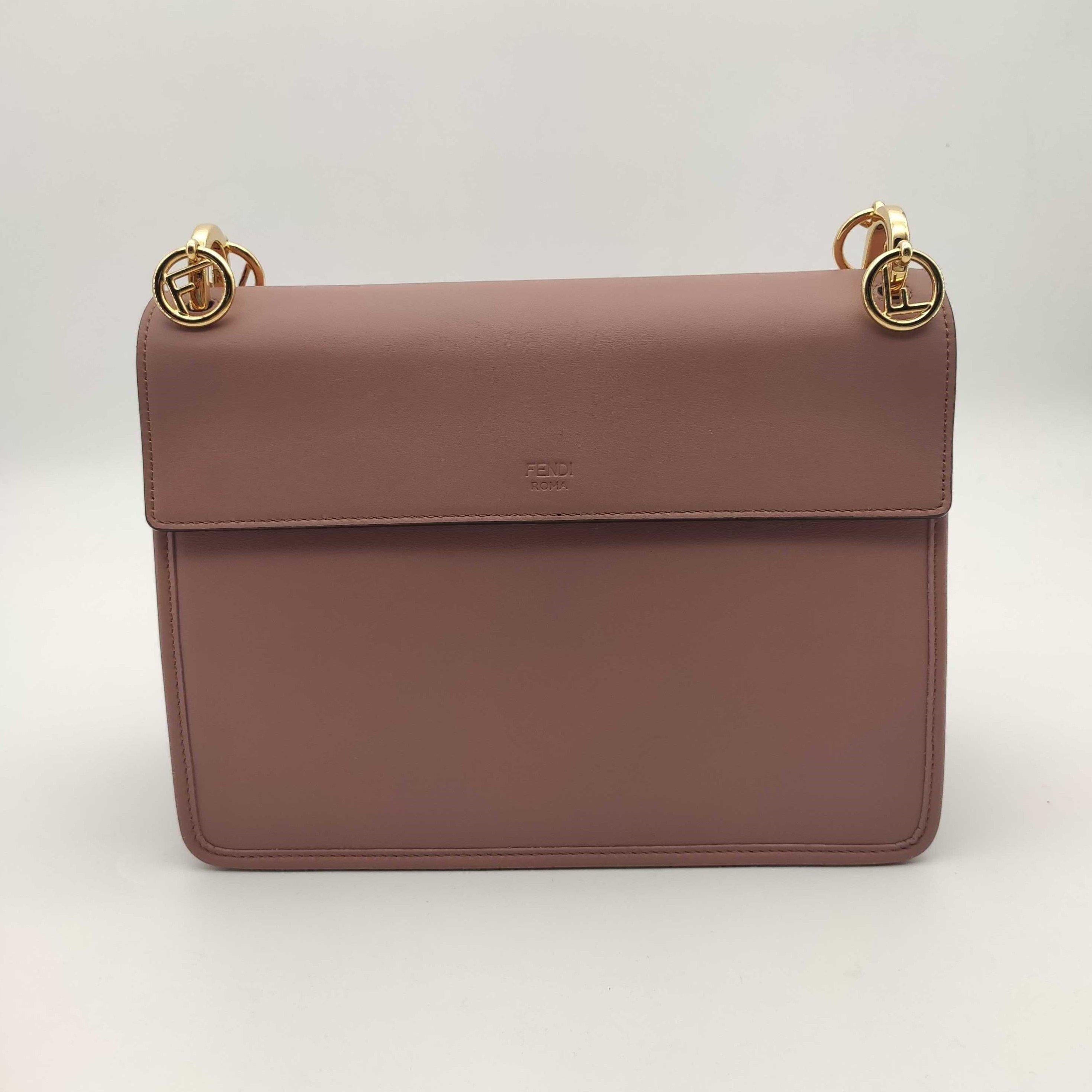 Gray FENDI Kan I Handbag in Pink Leather