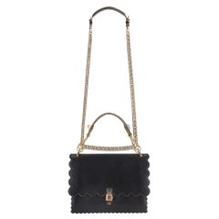 Fendi KAN I Scalloped Vitello Liberty Leather Studded Medium Shoulder Bag