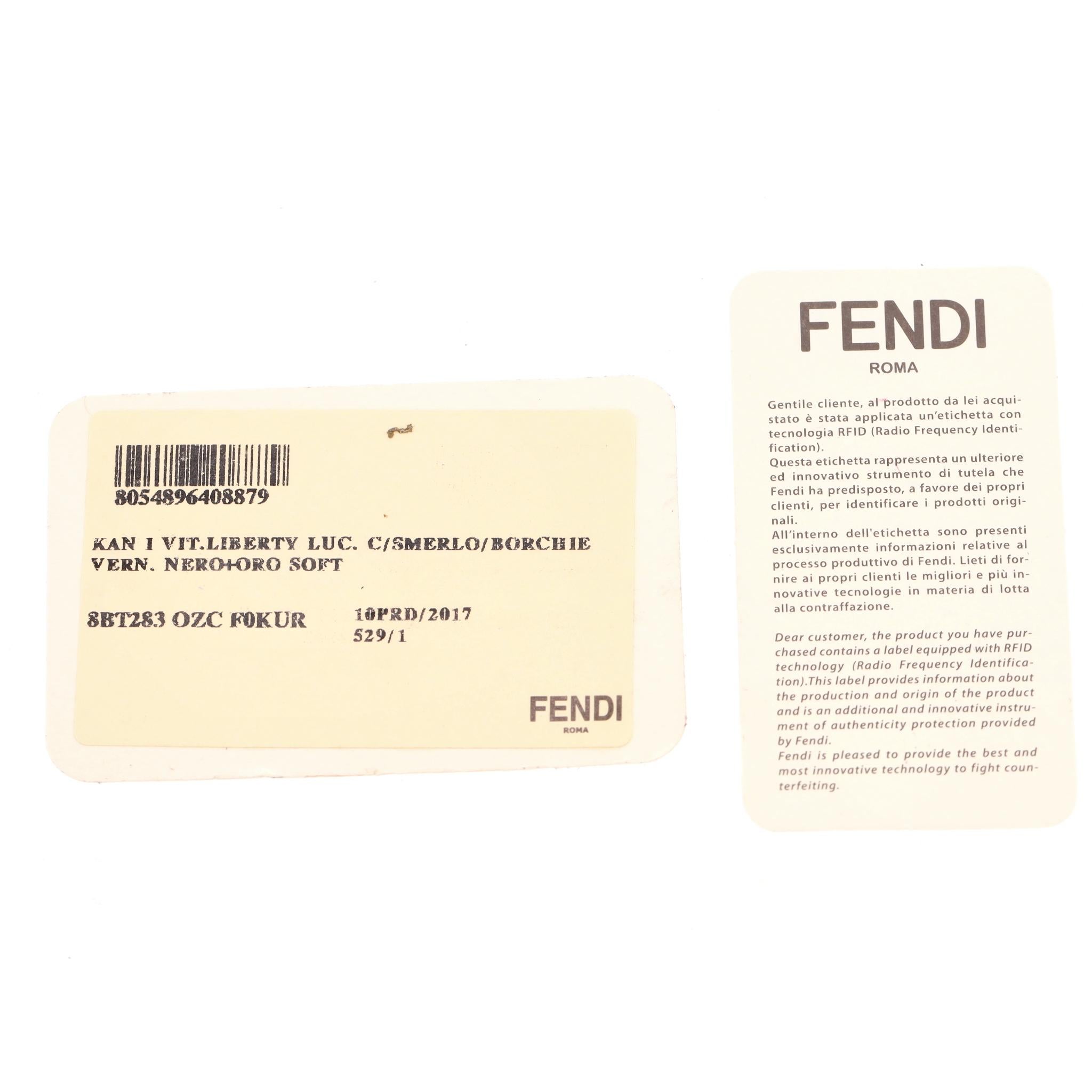 Fendi KAN I Scalloped Vitello Liberty Leder Beschlagene Mittlere Umhängetasche im Angebot 2