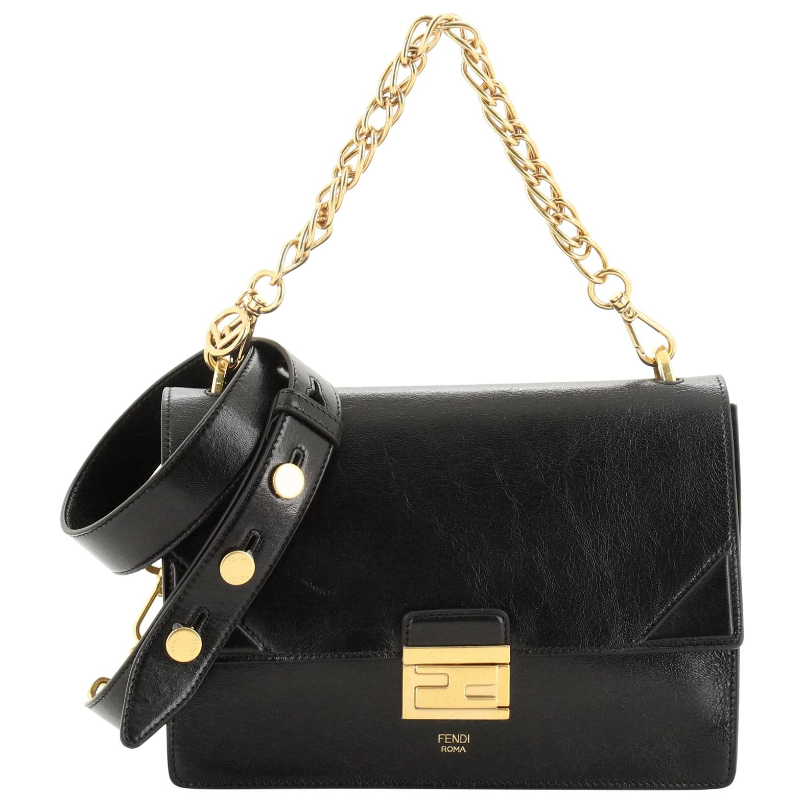 Kan u leather crossbody bag Fendi Black in Leather - 8192267