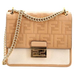 Fendi Kan U Shoulder Bag Zucca Embossed Leather and Canvas Small