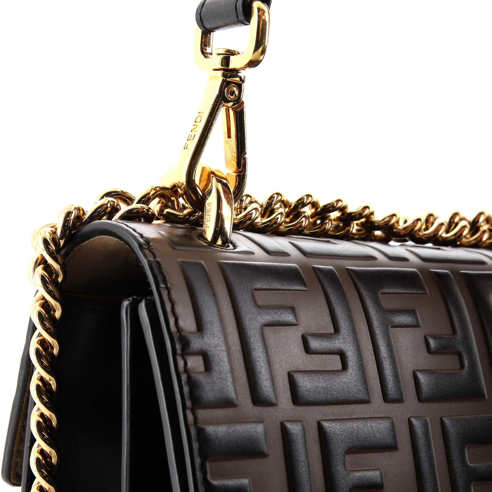 Fendi Kan U Shoulder Bag Zucca Embossed Leather Medium 2