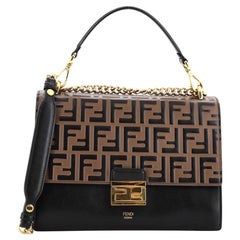 Fendi Kan U Shoulder Bag Zucca Embossed Leather Medium