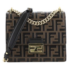 Fendi Kan U Shoulder Bag Zucca Embossed Leather Small