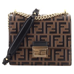 Fendi Kan U Shoulder Bag Zucca Embossed Leather Small