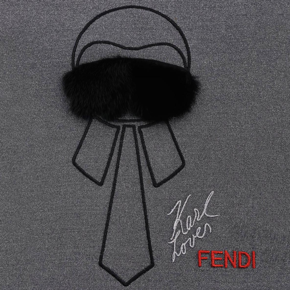 Fendi Karl Lagerfeld Embroidered Laminated Sweatshirt Pour femmes en vente