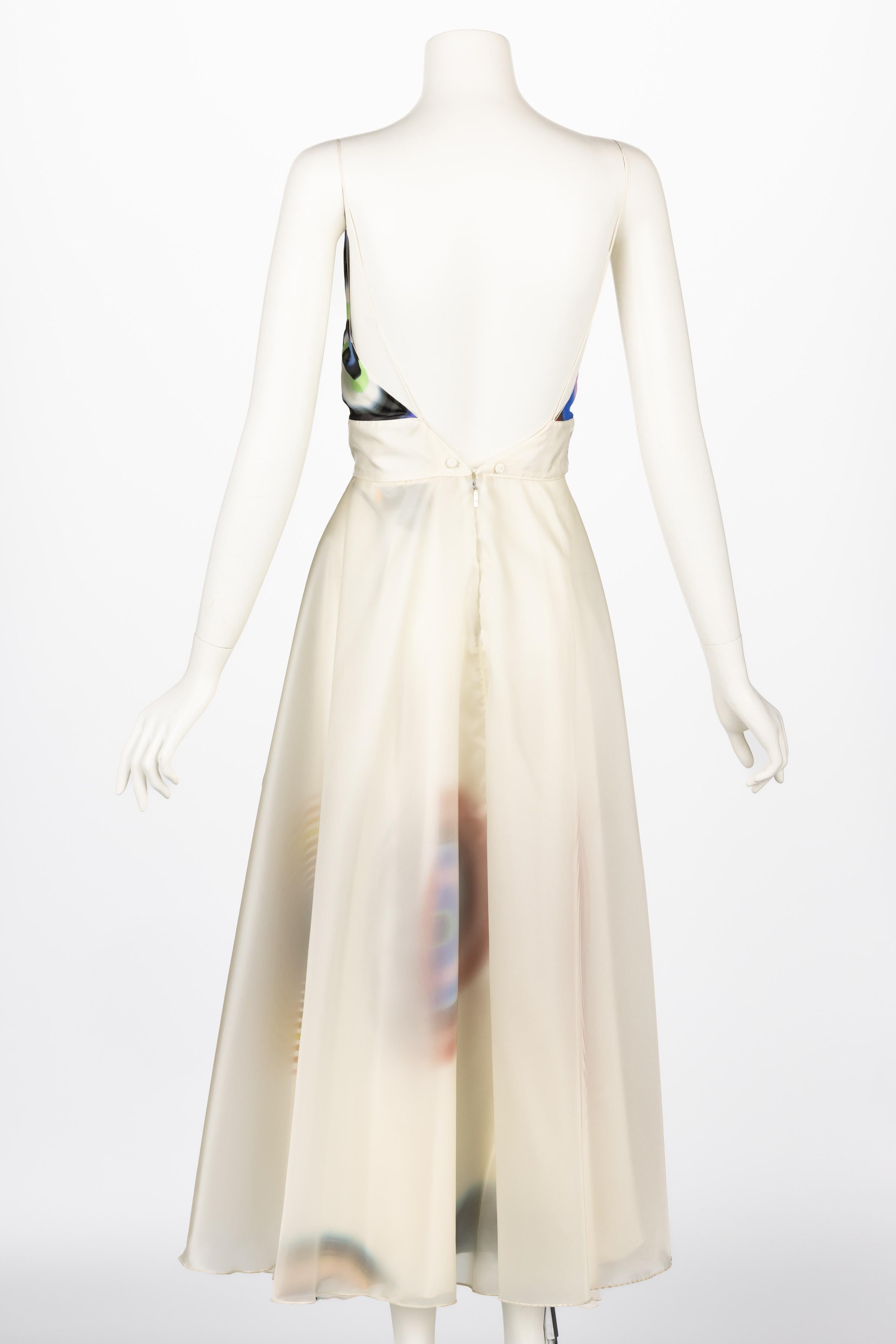 De las mujeres Fendi Karl Lagerfeld Vestido de seda estampado Pasarela S/S 2008 en venta