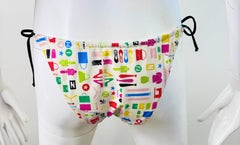 Fendi Karl Lagerfeld Y2K Multicolor Icons Bikini Bottoms 2004 Rare Swimsuit 42