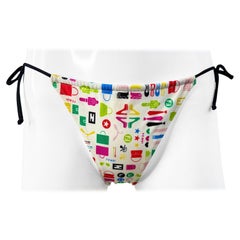 Fendi Karl Lagerfeld Y2K Multicolor Icons Bikini Bottoms 2004 Rare Swimsuit 42