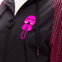 FENDI Karl Loves noir rose polka dot nylon activewear windbreaker jacket