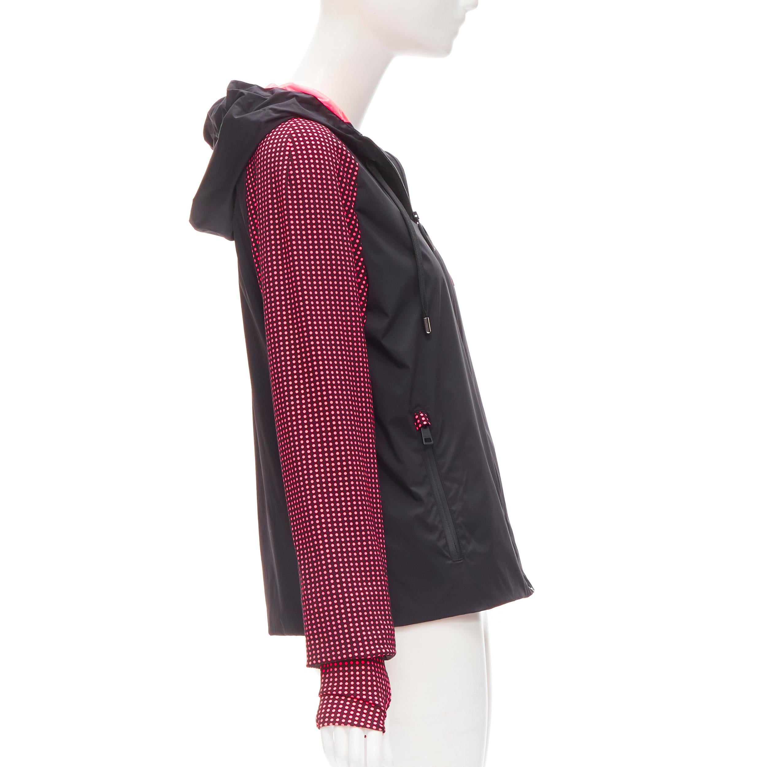 FENDI Karl Loves noir rose polka dot nylon activewear windbreaker jacket Pour femmes en vente