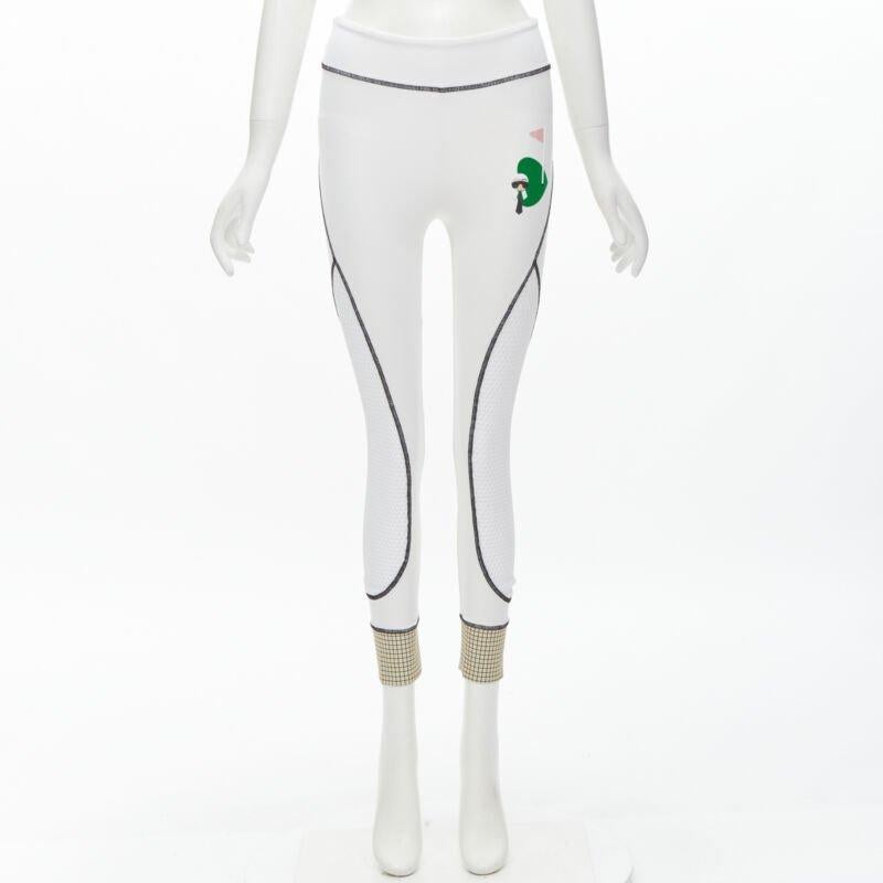 FENDI Karl Loves golf white mesh insert overstitched legging pants XS For Sale 5