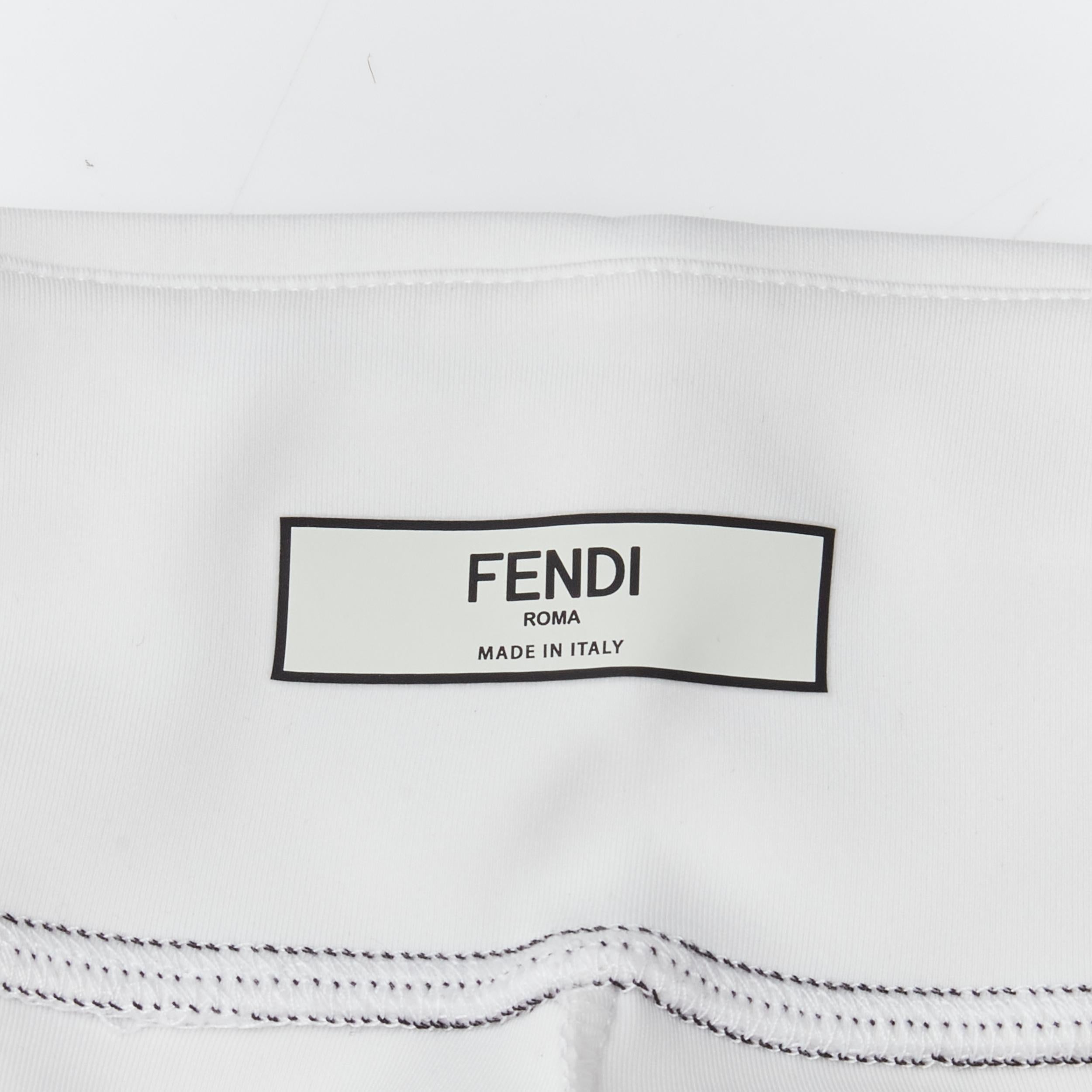 FENDI Karl Loves - Pantalon legging à mailles blanches surpiquées avec insert de golf XS en vente 4