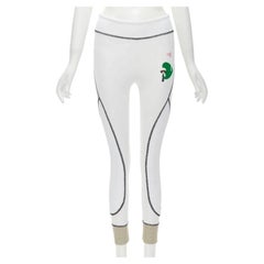 FENDI Karl Loves golf pantaloni legging bianchi con inserto in rete e cuciture XS