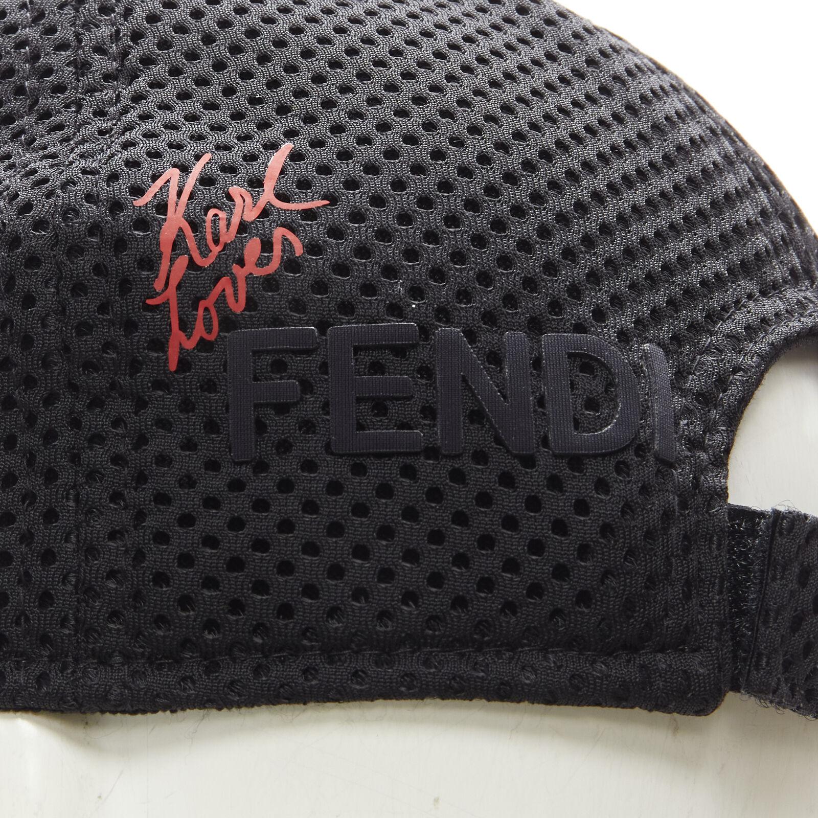 FENDI Karl Loves Karlito black neoprene mesh dad cap In Excellent Condition In Hong Kong, NT