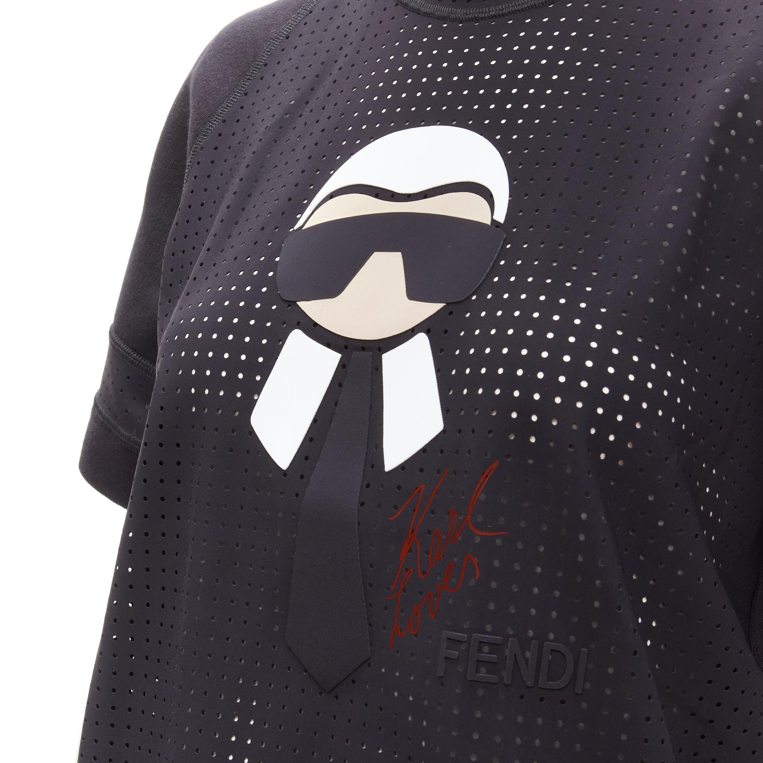 FENDI Karl Loves Karlito black perforated sweatshirt top S at 1stDibs karl loves fendi sweatshirt karl loves fendi t shirt fendi monster shirt