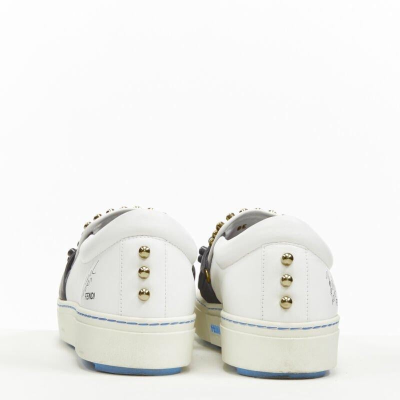 FENDI Karl Loves studded Karlito white leather skate sneakers EU36.5 In Excellent Condition For Sale In Hong Kong, NT