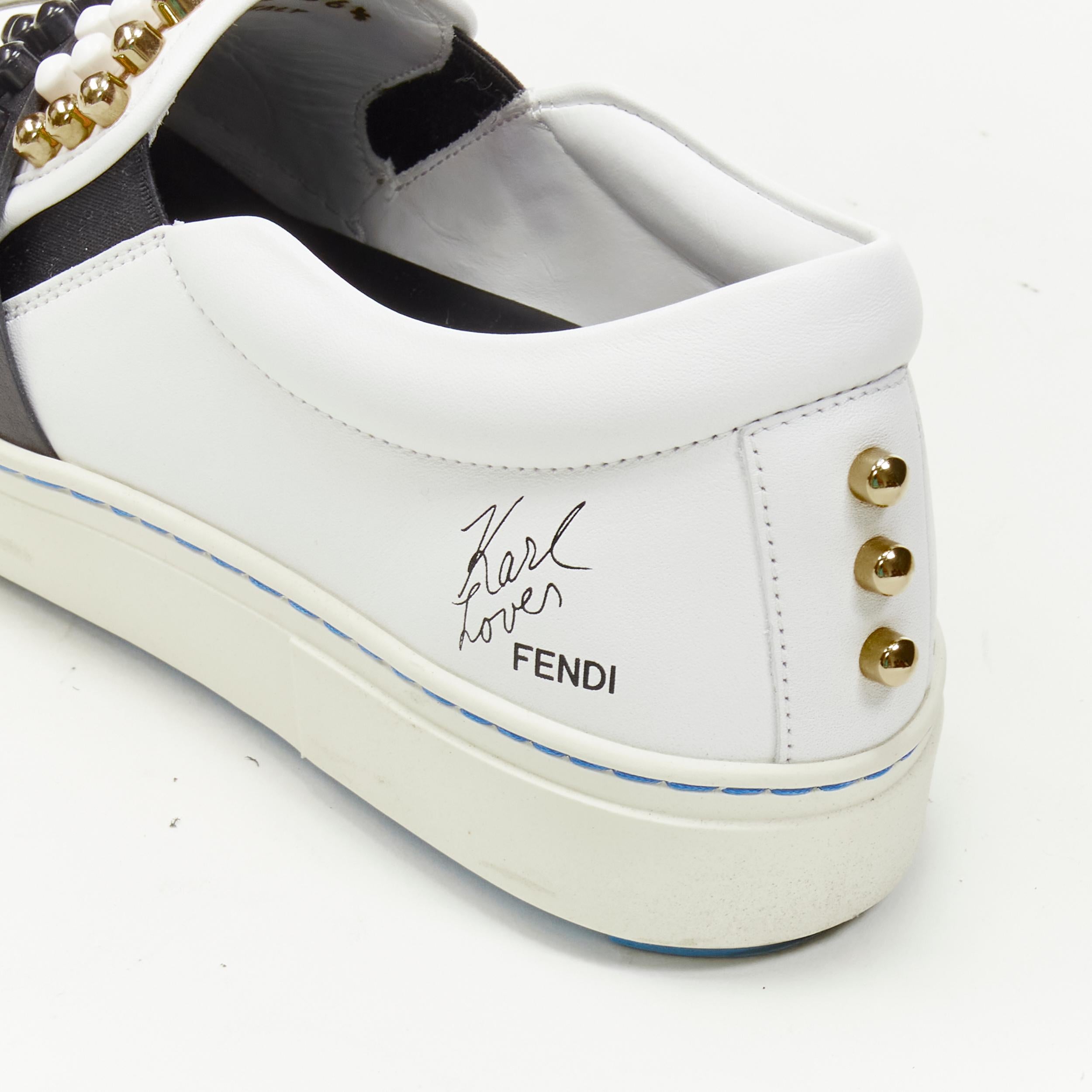 Women's FENDI Karl Loves studded Karlito white leather skate sneakers EU36.5 For Sale