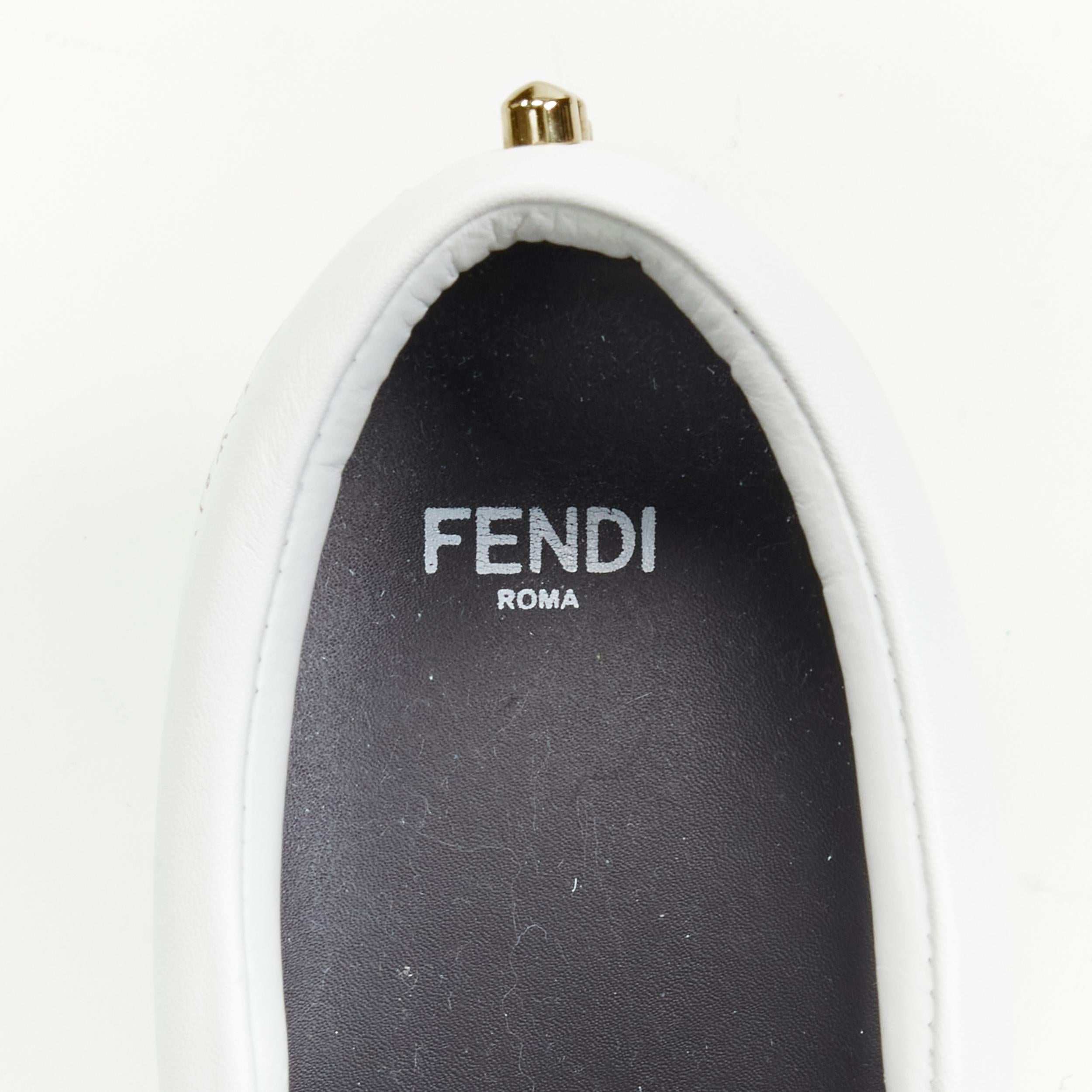 FENDI Karl Loves studded Karlito white leather skate sneakers EU36.5 For Sale 1