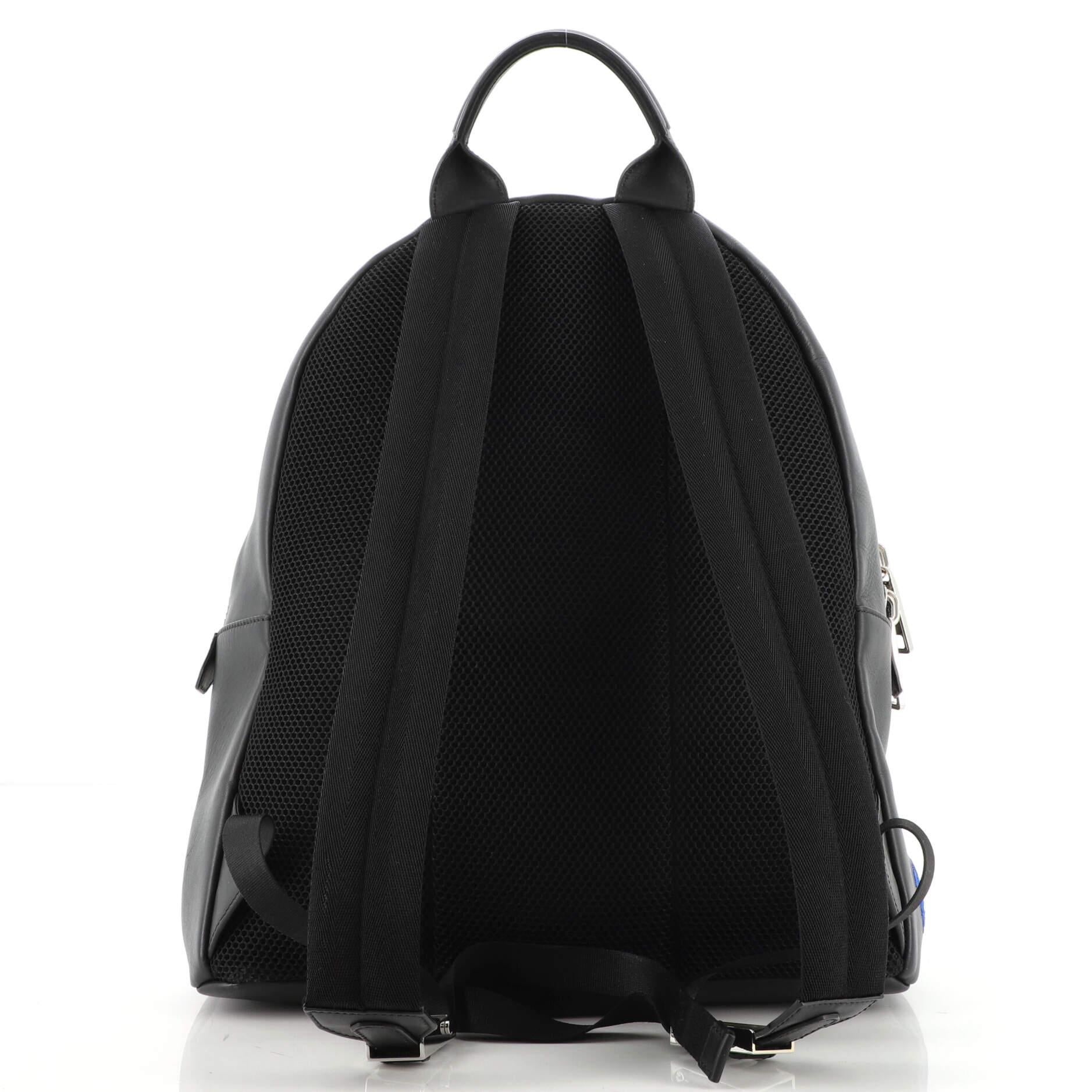 Black Fendi Karlito Backpack Leather with Crystals Medium