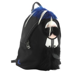 Fendi Karlito Backpack Nylon with Fur Large Black, Blue, White