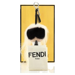 Fendi Karlito Bag Charm Fur with Leather Neutral