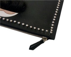 Fendi Karlito Black Leather Pouch Clutch Bag